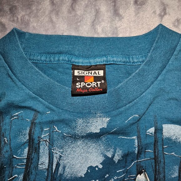 Vintage Signal Sports Tag HABITATXCIV Wolf Pack AOP Shirt Large Made In The USA - Picture 8 of 11